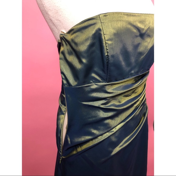 VintageY2K green formal maxi evening gown 3/4 S - Picture 3 of 9